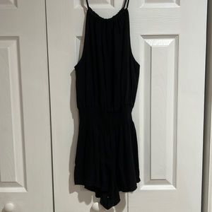 Black cinch-waist romper